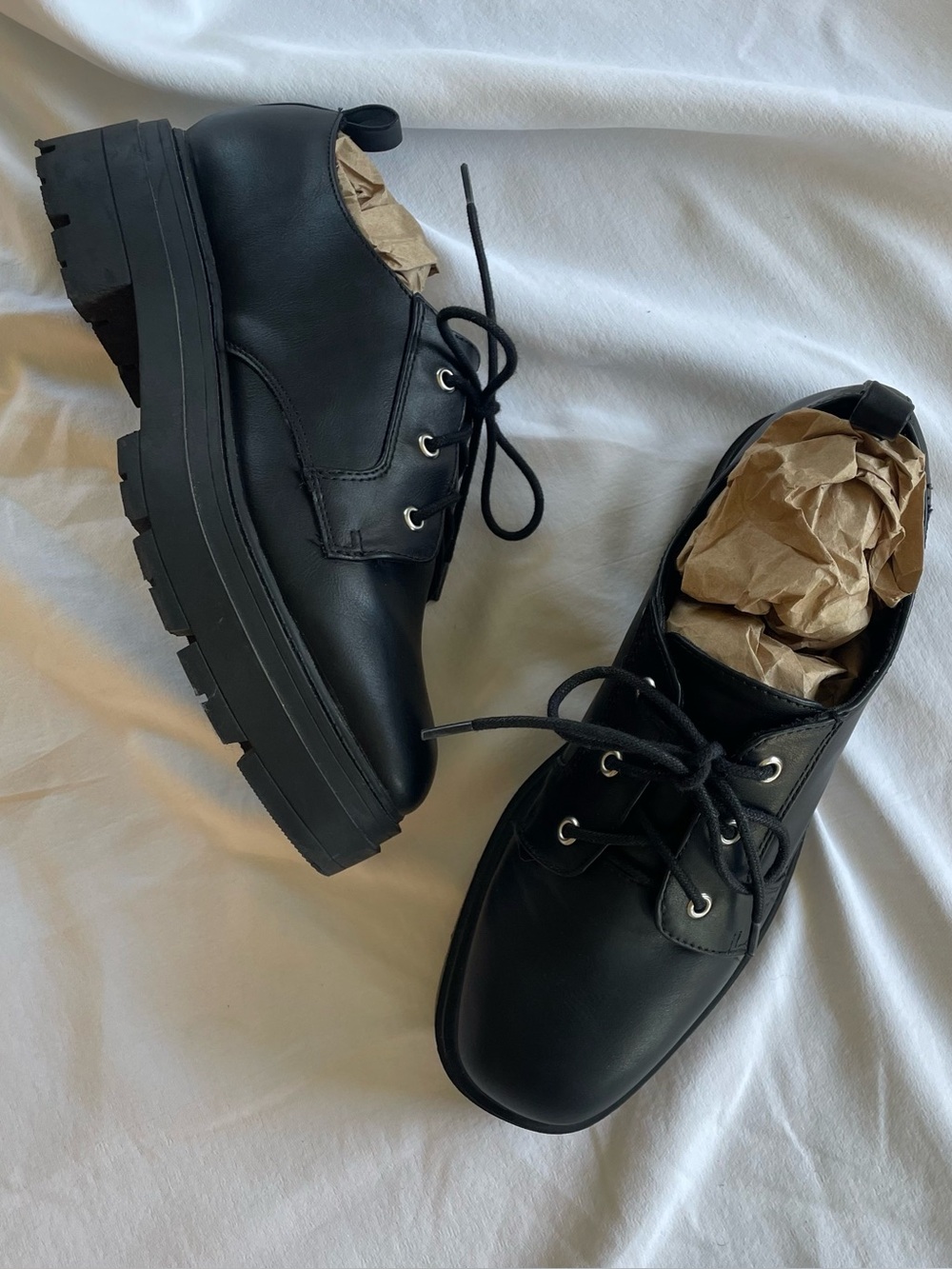 Call It Spring Black Platform Derby Shoes